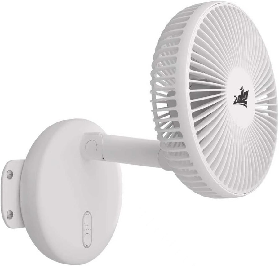 12V Wall Mount Fan – 180° Foldable Dual Power Fan with LED Light for RV & Boat
