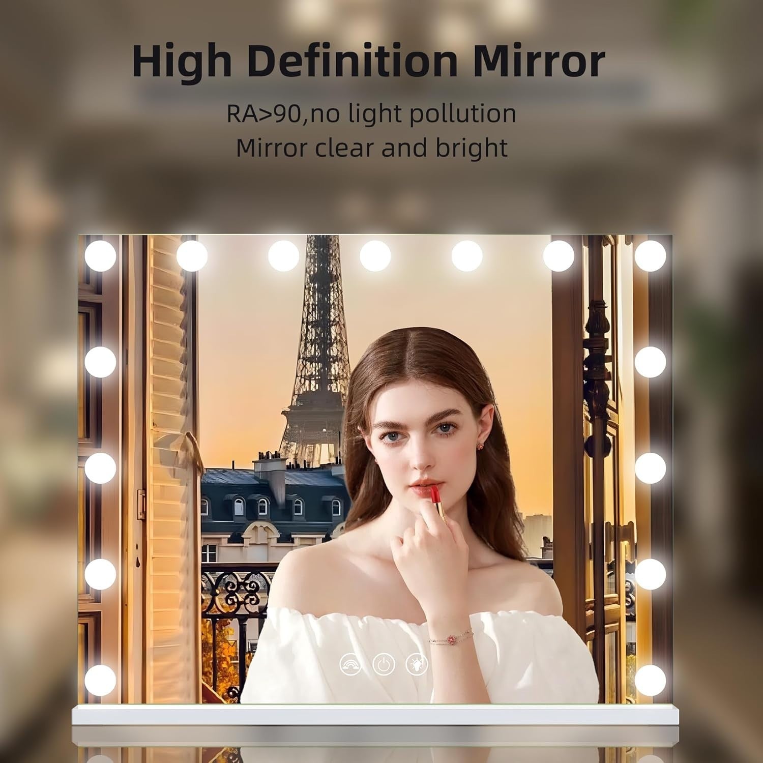 LED Vanity Mirror with RGB Lights, Dimmable Touch Screen, Bedroom Makeup