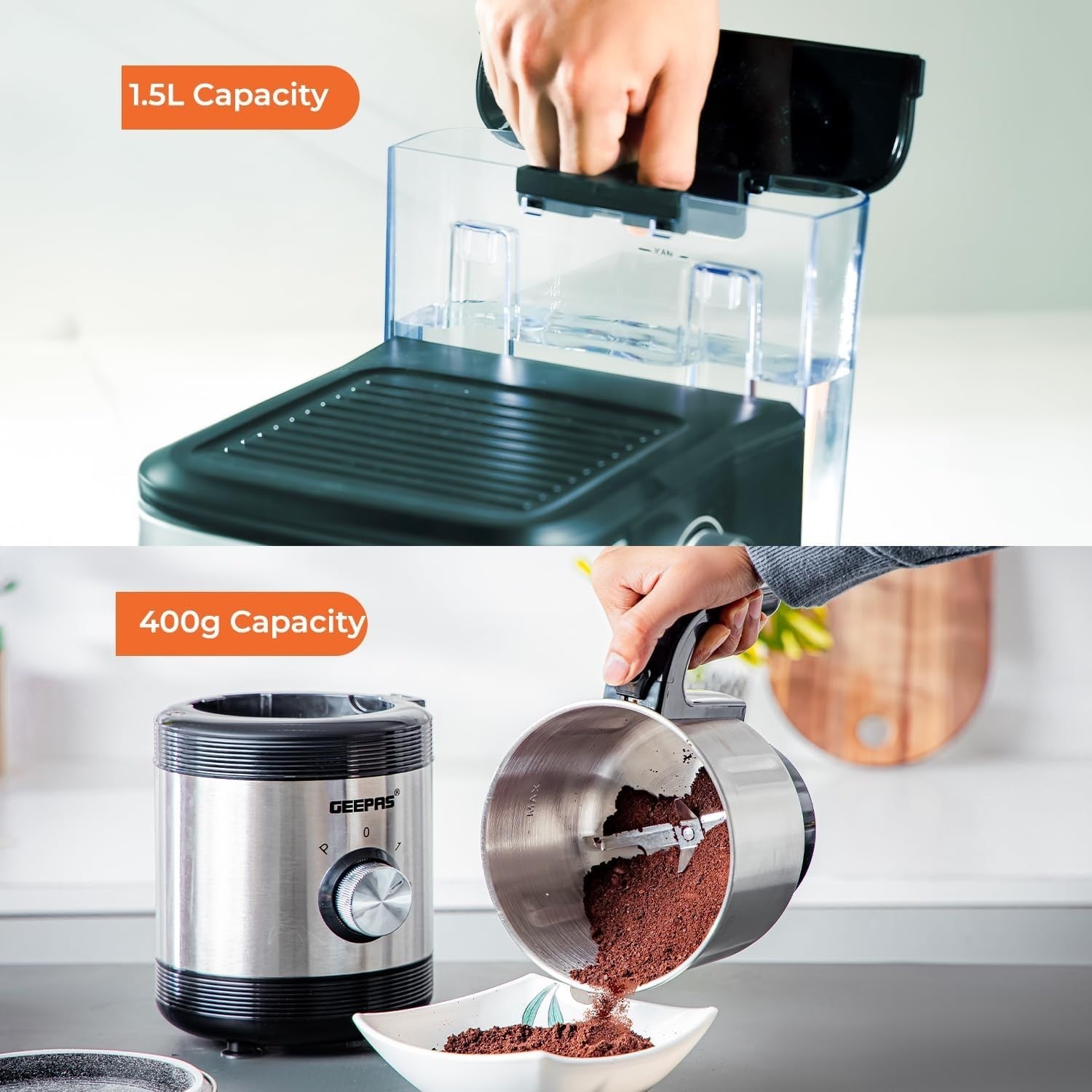 1100W Espresso Machine & 450W Grinder Set | 20-Bar Pressure | Milk Frother