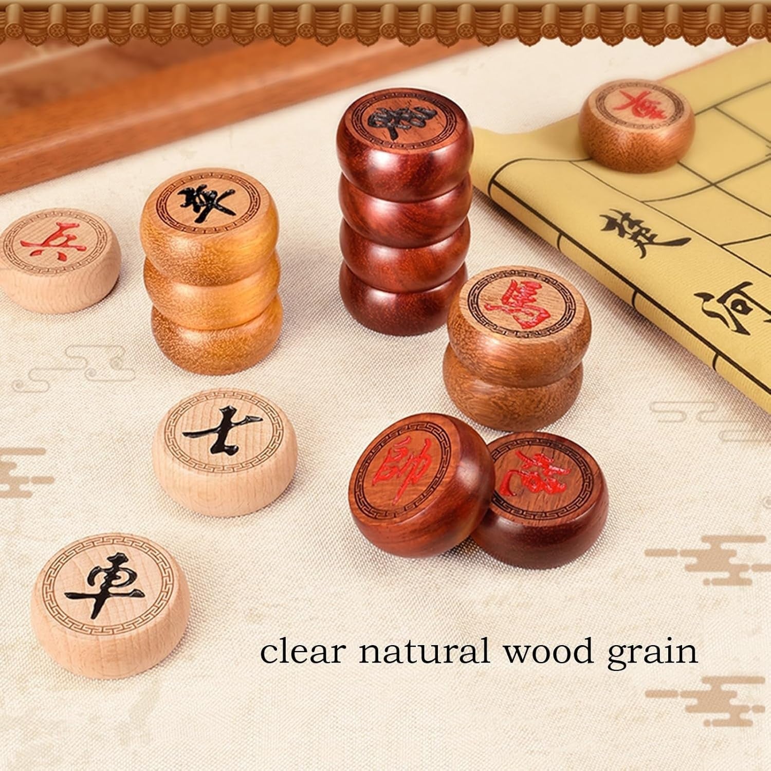 Red Rosewood Xiangqi Chinese Chess Set Leather Travel Board
