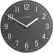 30cm Dark Grey Wall Clock Modern Convex Silent Raised Numbers Home Decor