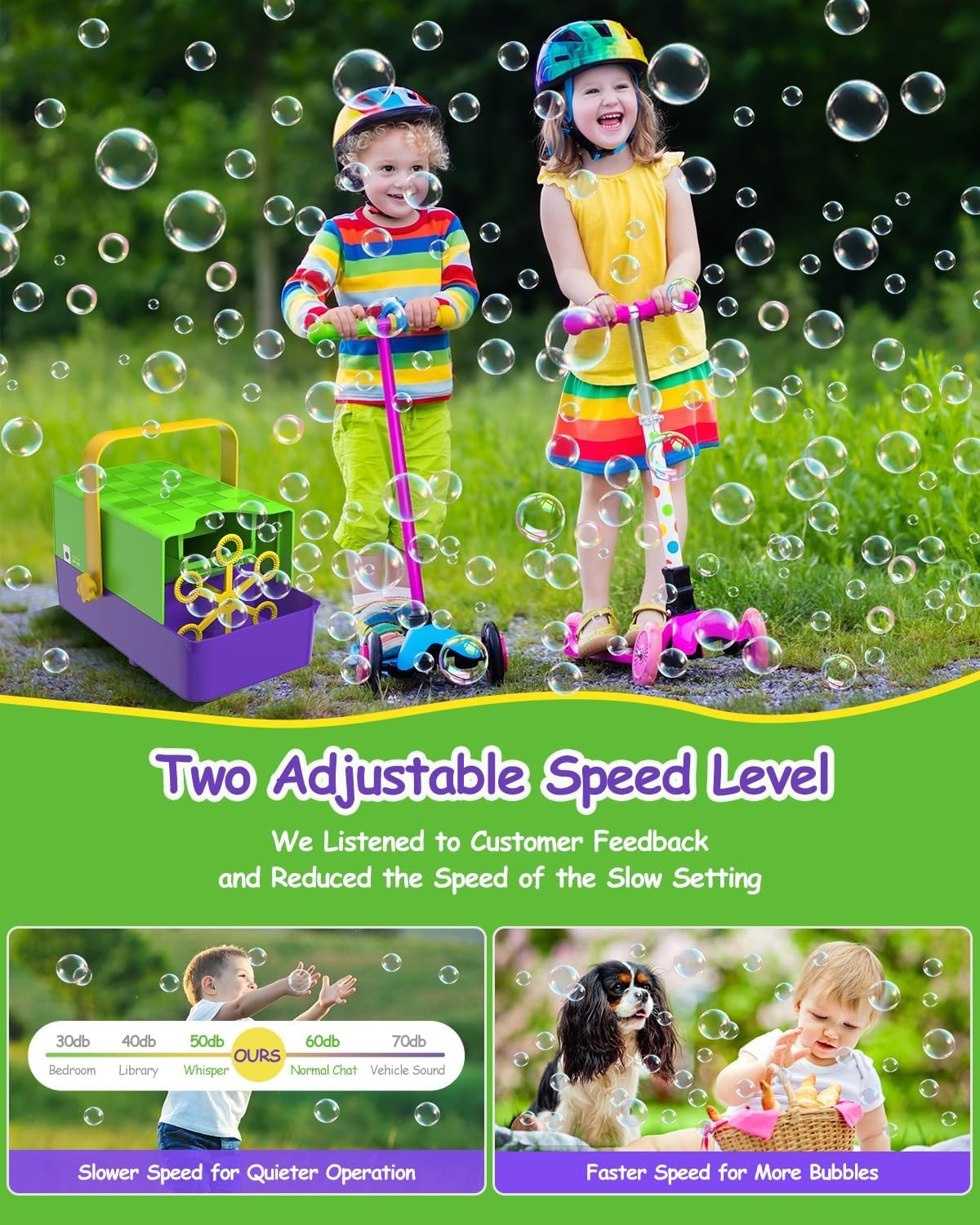 3 In 1 Bubble Machine 18000 Bubble 2 Speed Portable
