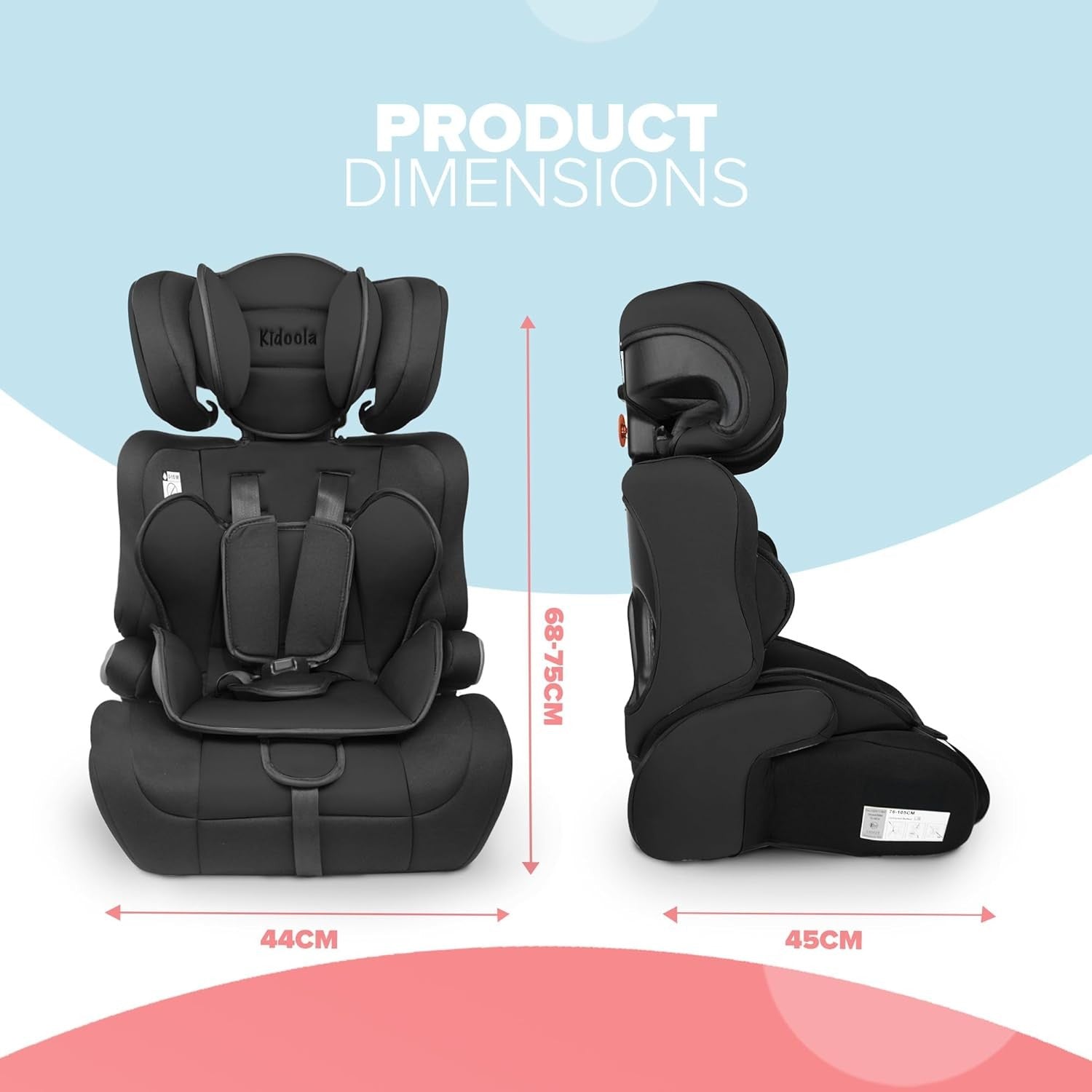 High Back Booster Car Seat for Kids Adjustable Headrest Safety Certified