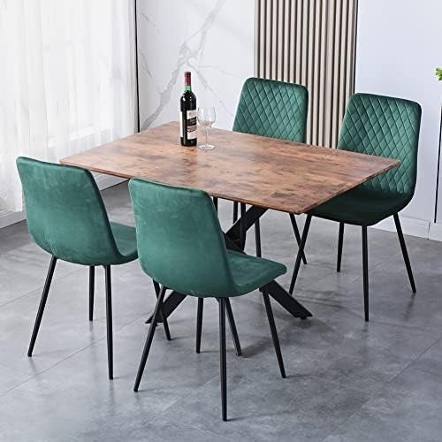 Industrial Style Wooden Dining Table 120cm Rectangle Black Legs 4-Seater
