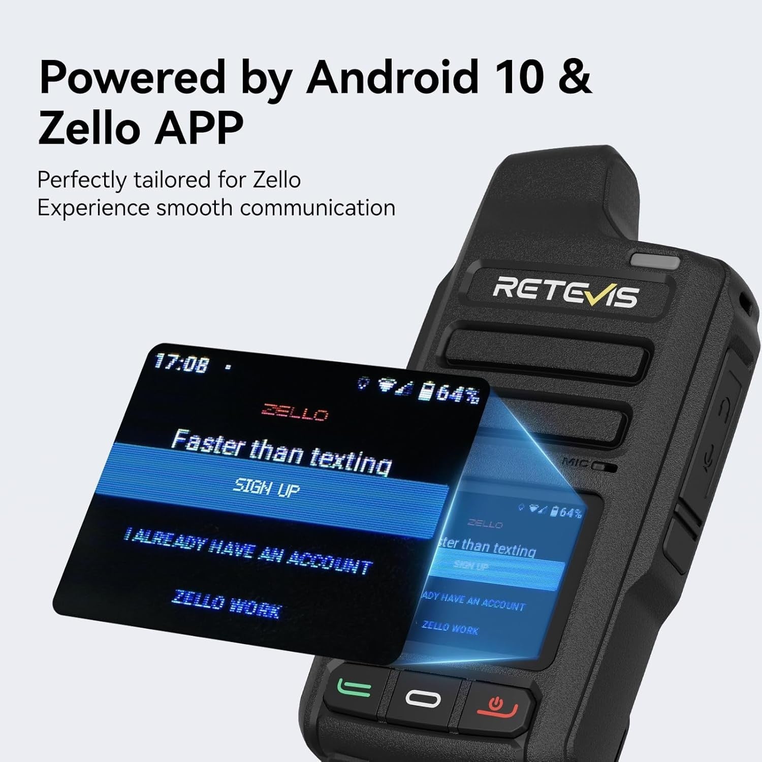 4G Network Walkie Talkie with GPS, WiFi, Zello, Type-C Fast Charge