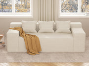 Beige Sofa in a Box 3 Seater Fabric Couch Small Space No Assembly