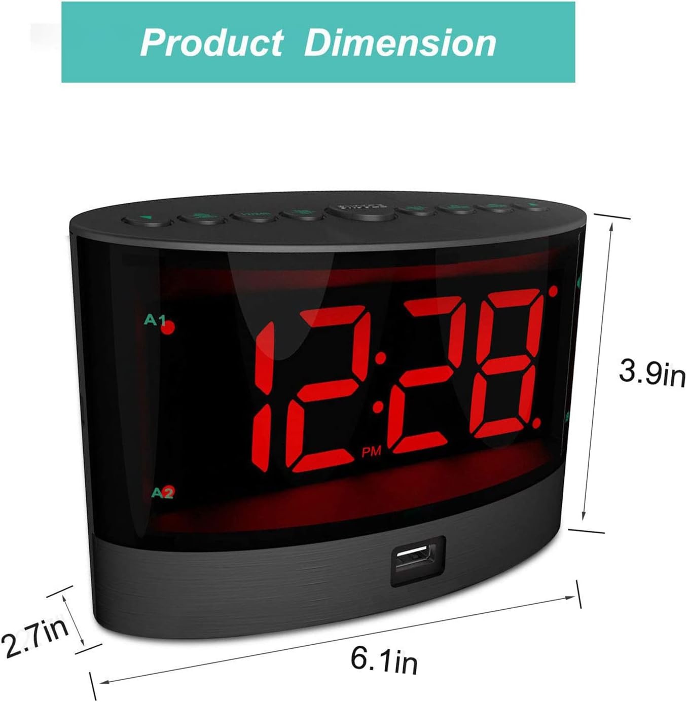 Extra Loud Alarm Clock with Bed Shaker for Heavy Sleepers Deaf USB