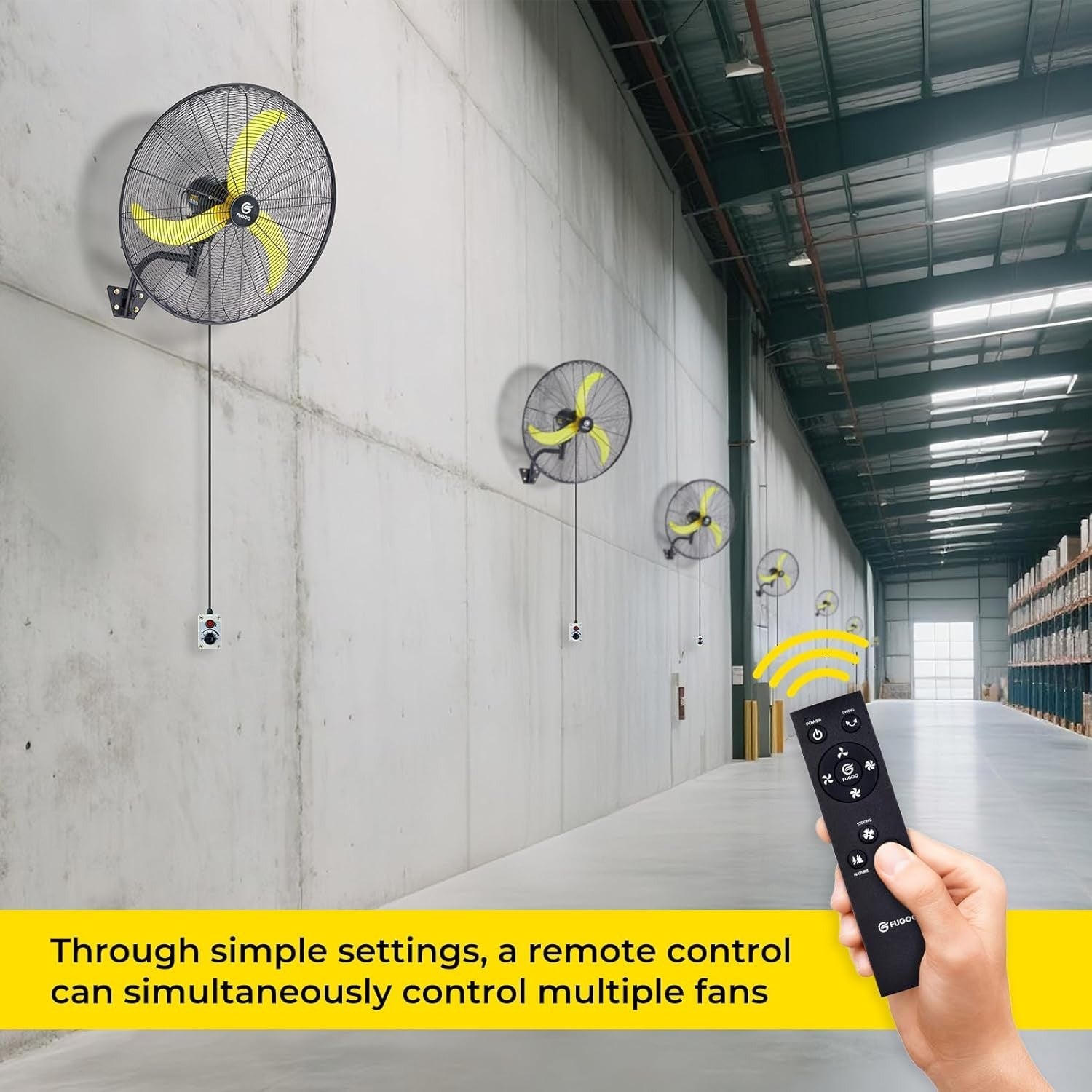 24" Wall Mount Industrial Fan – 4Speed Waterproof Oscillating Cooling for Garage