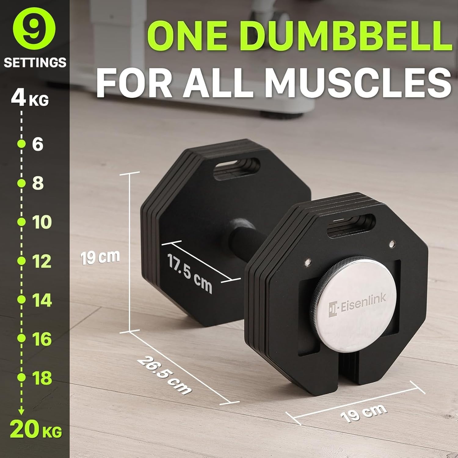 Adjustable Octagonal Dumbbell 4–36kg Non Roll Steel Home Gym Weight
