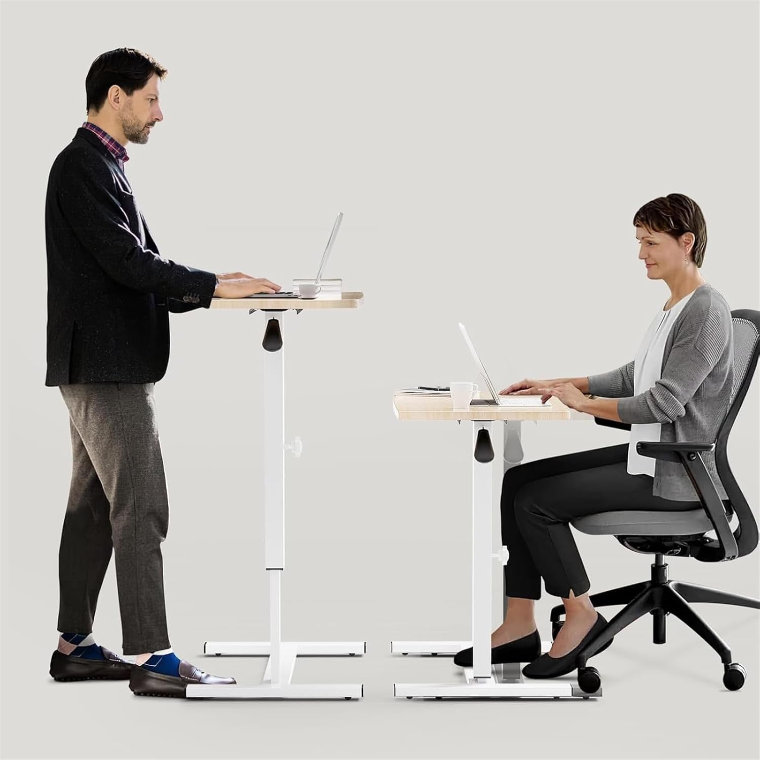 Overbed Table Adjustable Height Laptop Desk C Shaped Rolling Bedside 80x40cm