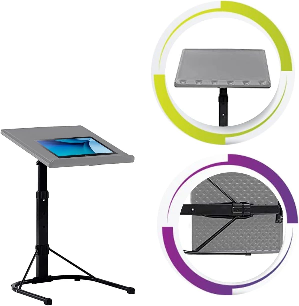 Grey Adjustable Overbed Table Tilting Laptop Tray Portable TV Stand