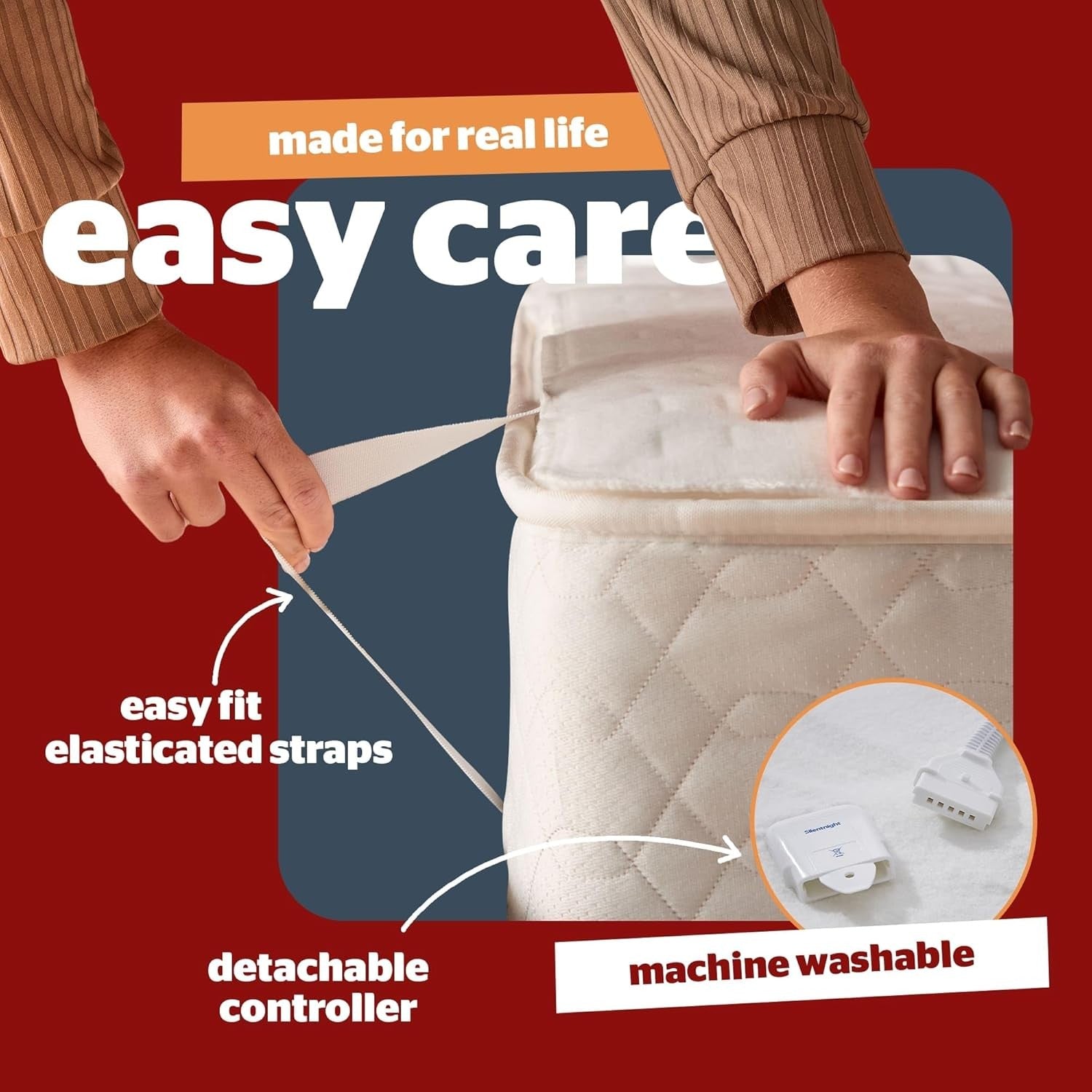 Electric Heated Underblanket Double Bed Fast Heat 4 Settings Washable 135x120cm