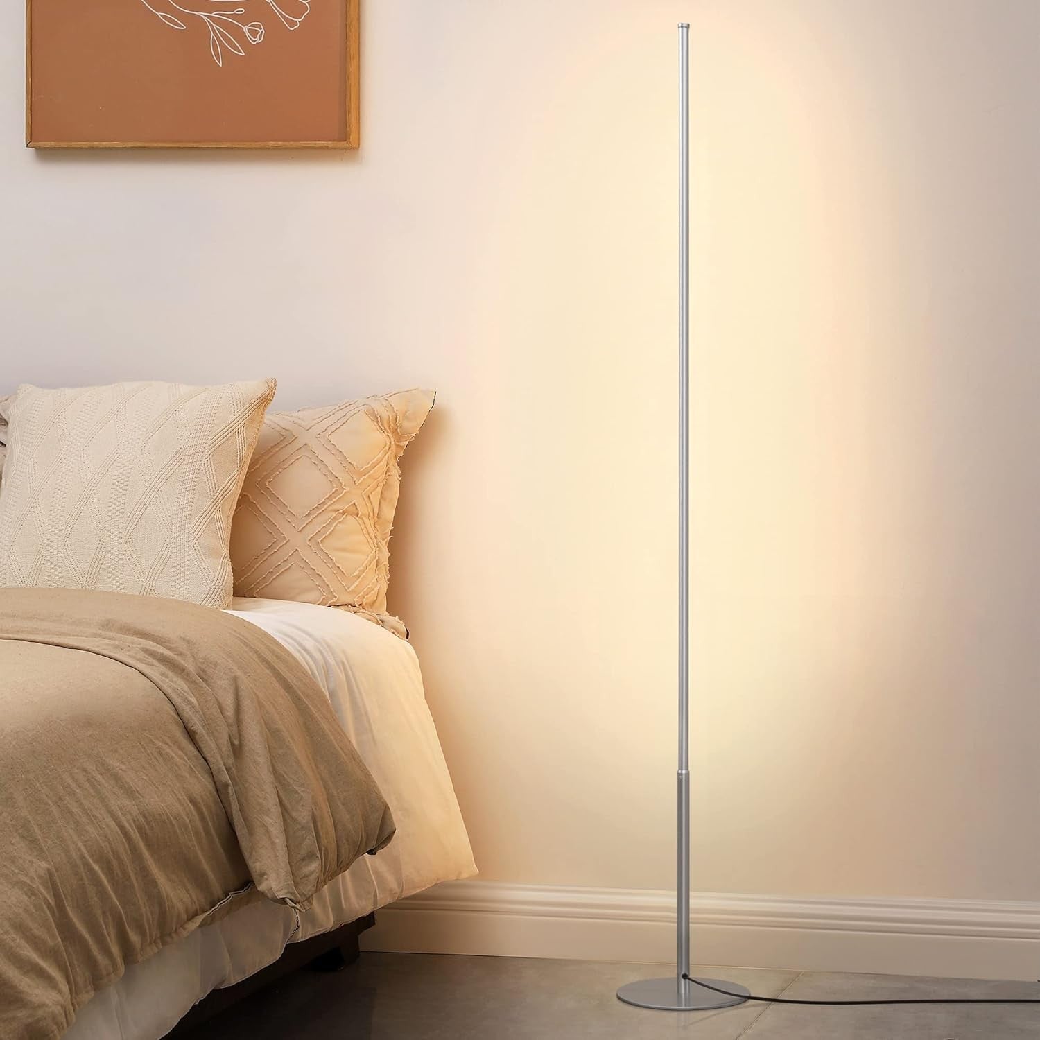 2 Pack LED Floor Lamps Dimmable Corner Standing Lights Minimalist Warm White