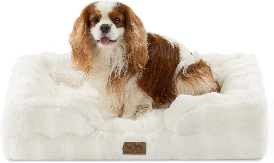 Orthopedic Dog Bed Small 30x20in Faux Fur Sofa Washable
