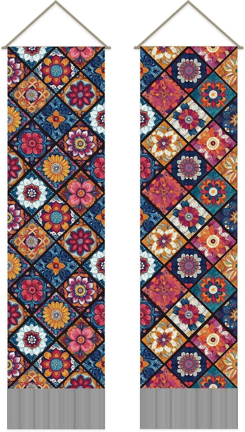 2PCS Boho Mandala Tapestry 33x116cm Floral Wall Hanging Decor