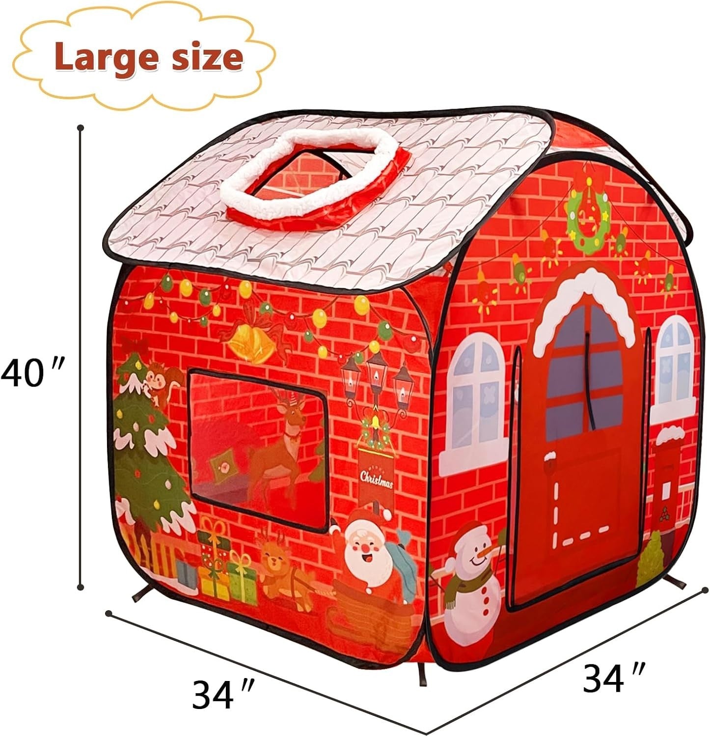 Christmas Kids Pop Up Play Tent Indoor Outdoor Folding Holiday Playhouse