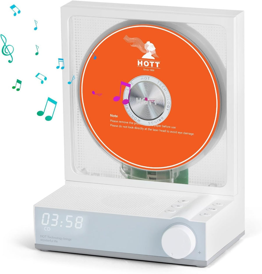 Portable CD Player Bluetooth 5.3 Speakers RGB Lights USB TF Remote