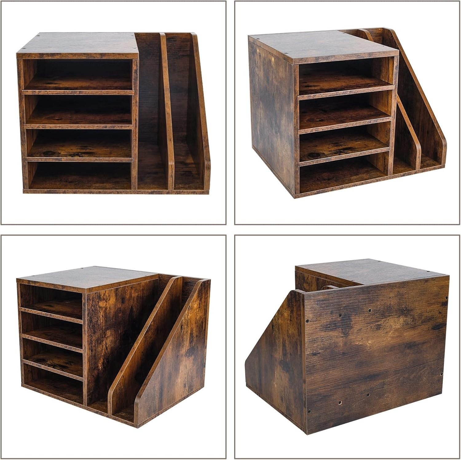 Wood Desktop File Organizer Mail Sorter | Desk Tray A4 Paper Storage