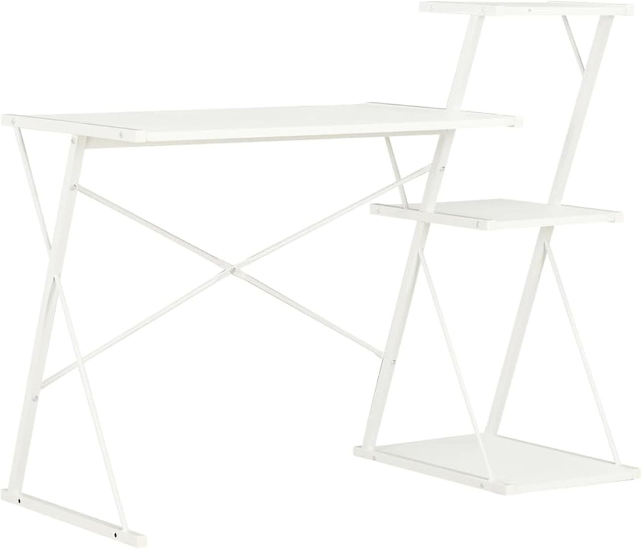 White Computer Desk 116x50x93cm Workstation Table w/Shelf & Drawer