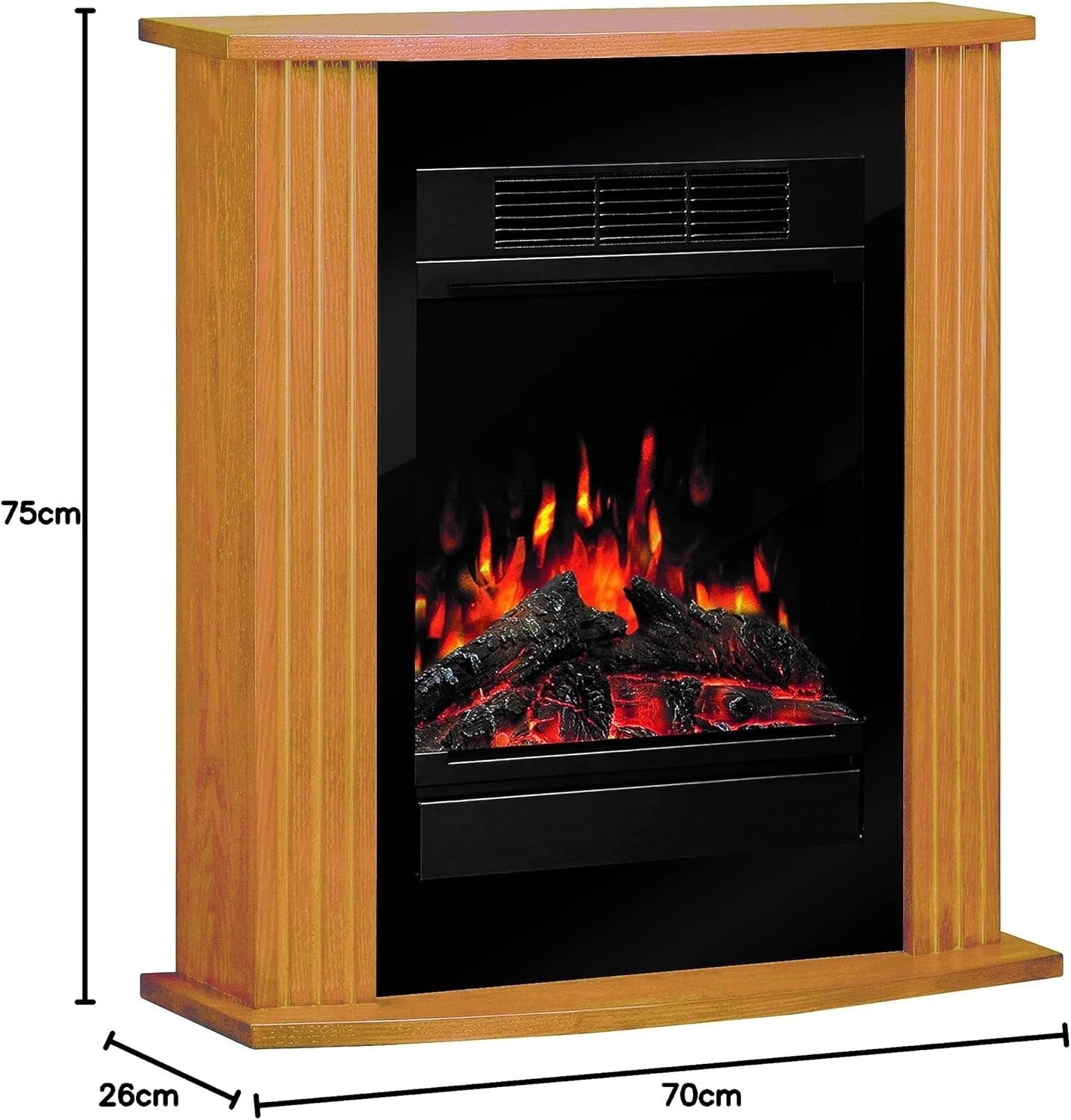 Electric Fireplace Suite LED Flame Heater 1.5kW Oak Surround Modern