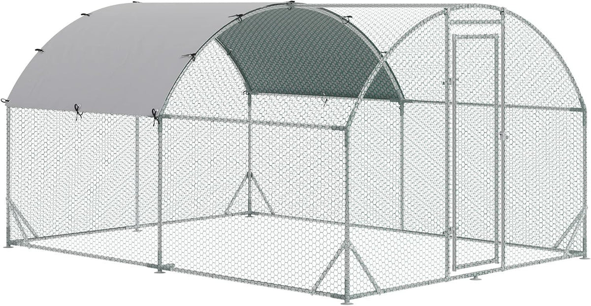 Walk In Chicken Run 2.8x3.8m Galvanised Coop UV Cover Door