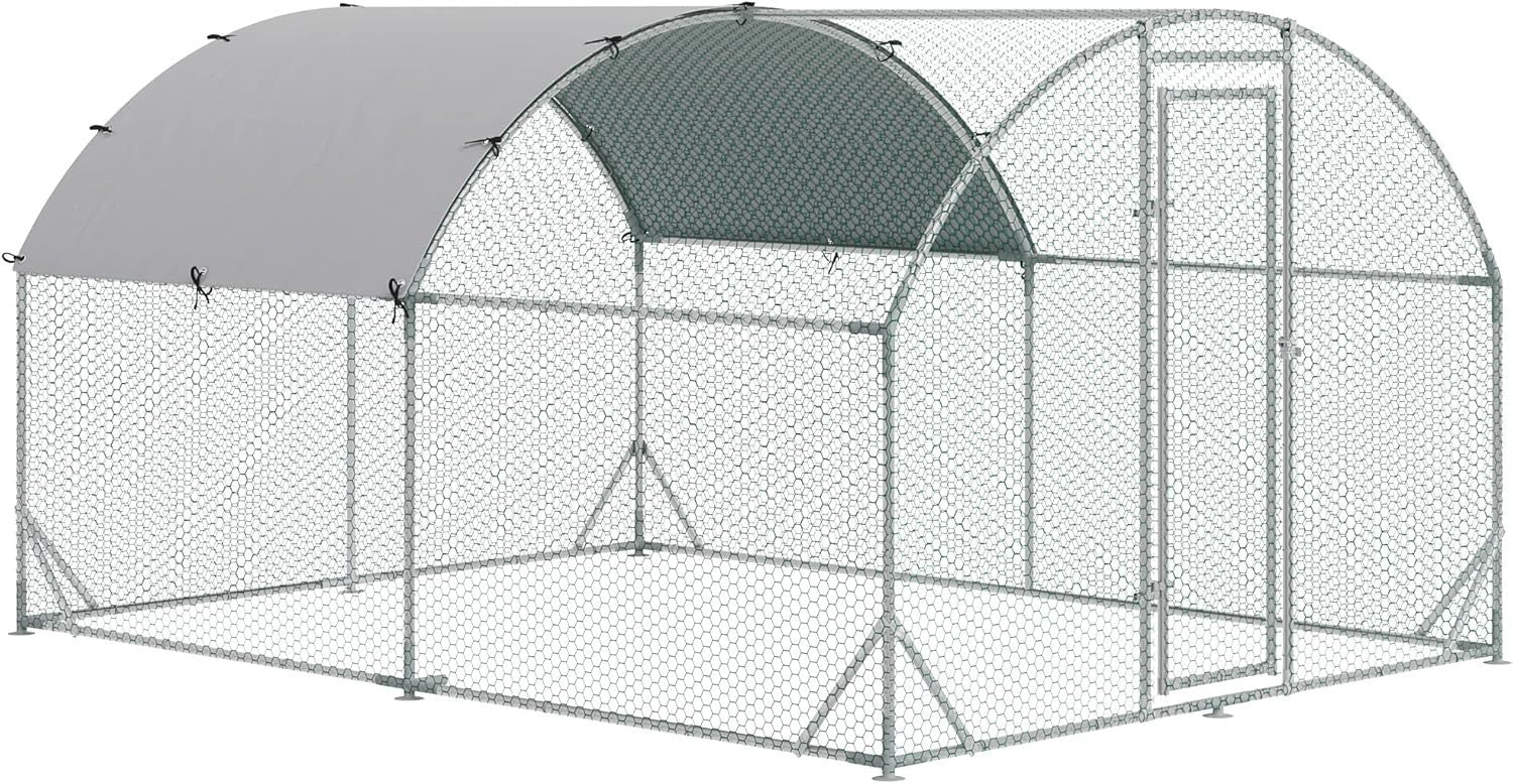 Walk In Chicken Run 2.8x3.8m Galvanised Coop UV Cover Door