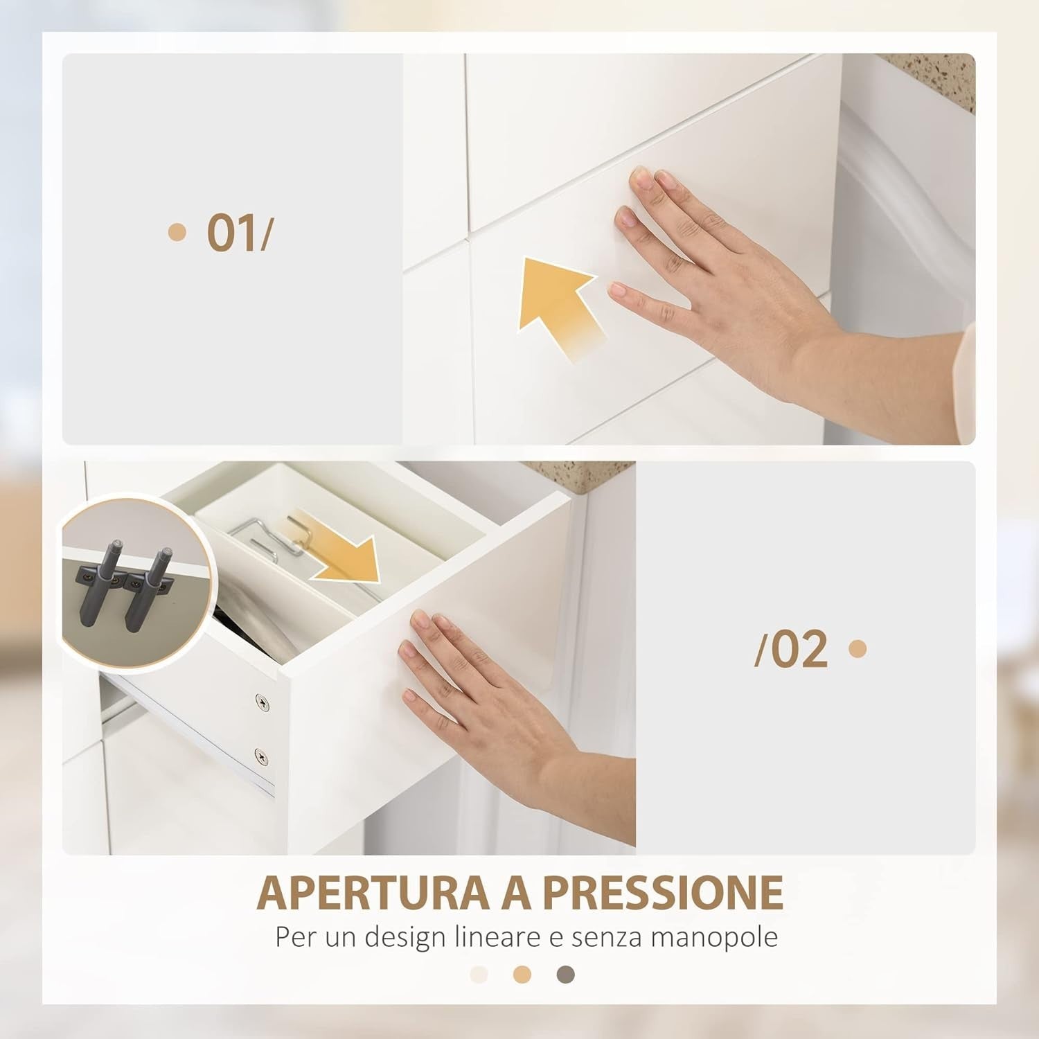 White Tall Kitchen Cupboard 170cm 4-Door Storage Cabinet Drawers Shelves