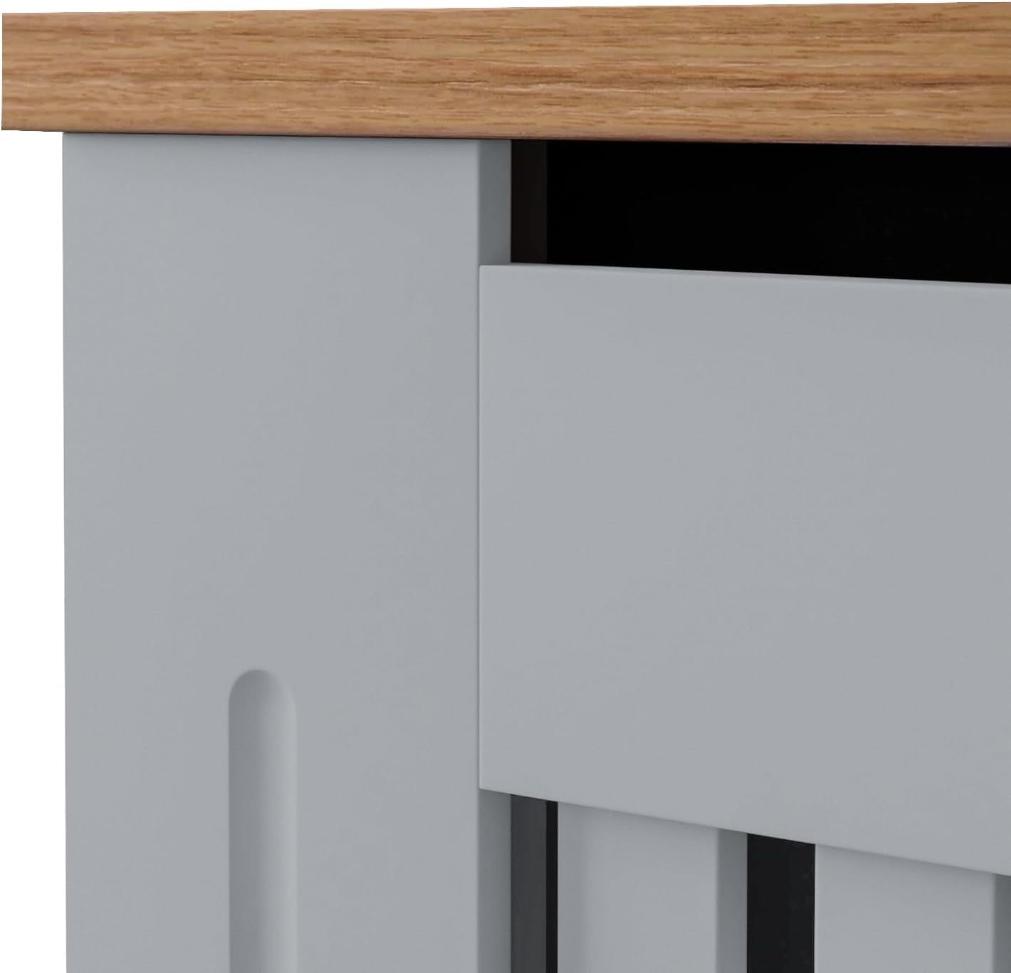Large Grey Radiator Cover | Vertical Slatted MDF Cabinet