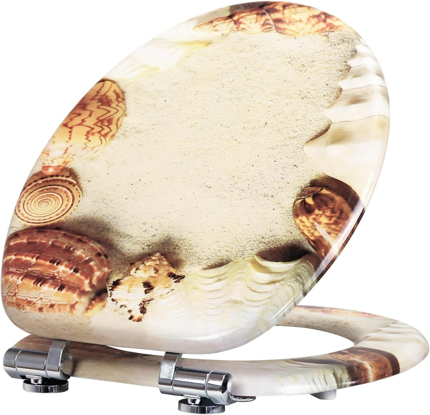 Soft Close Wooden Toilet Seat MDF Durable Adjustable Hinges 43.5x37.5cm