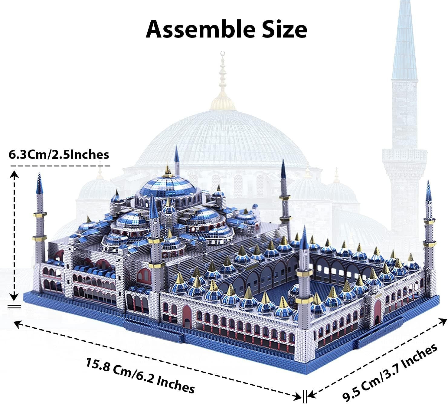 3D Metal Puzzle Mosque Model, DIY Brain Teaser, 229 pcs, Ages 2+