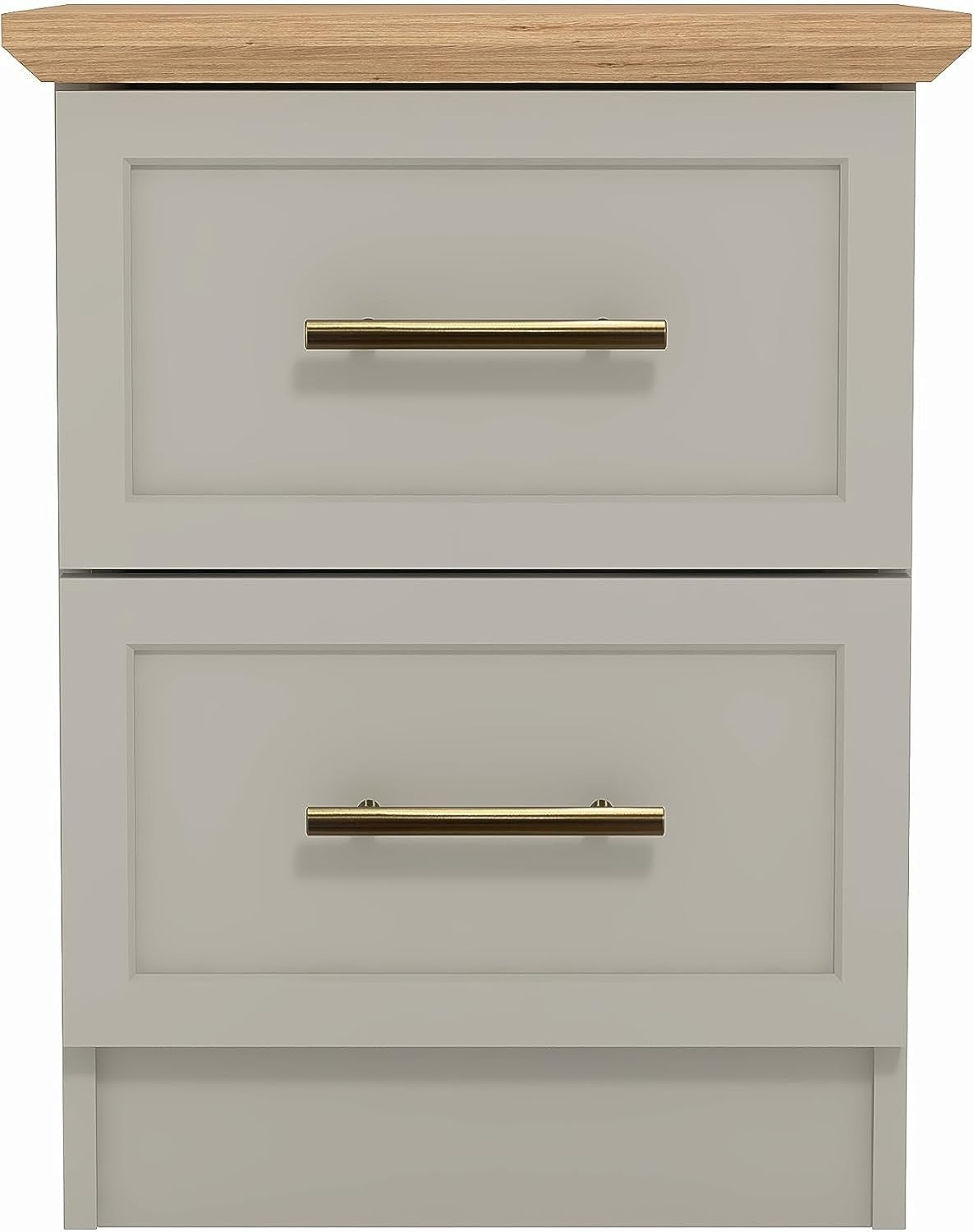 Light Grey & Oak 2 Drawer Bedside Table | Modern Bedroom Storage Nightstand