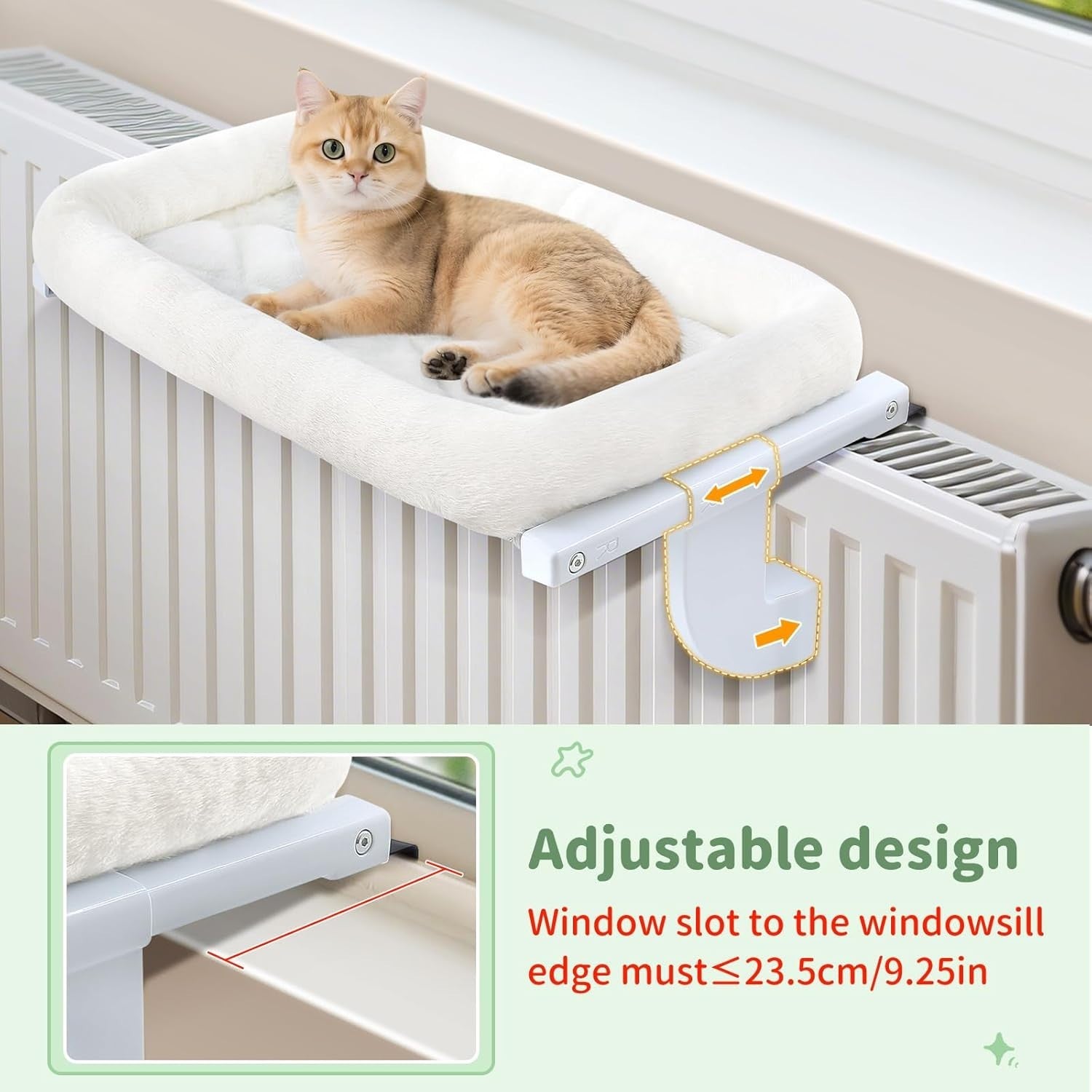 Adjustable Cat Radiator Window Hammock Bed No Drill 18kg White L