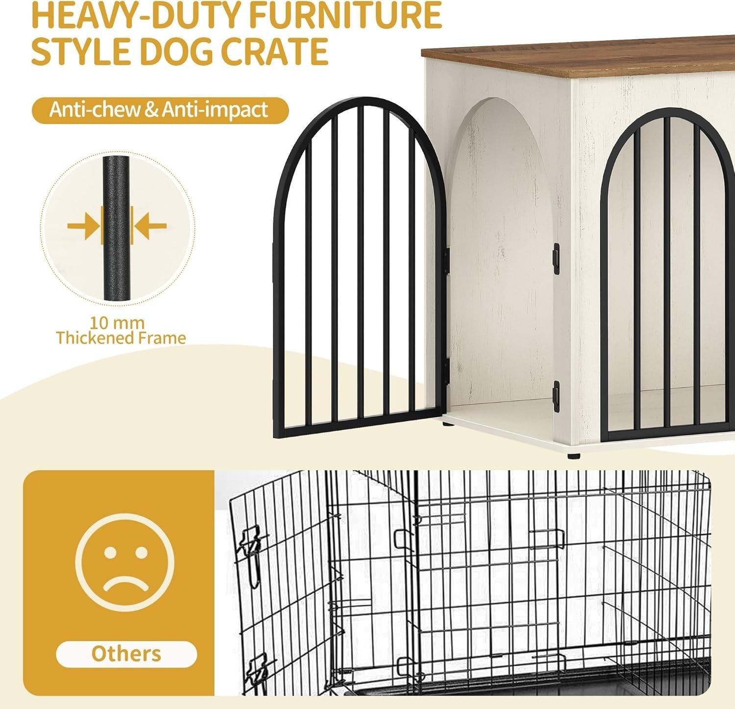 Small Indoor Dog Crate Furniture 68cm – Wooden Kennel Table, Lockable, Anti-Chew