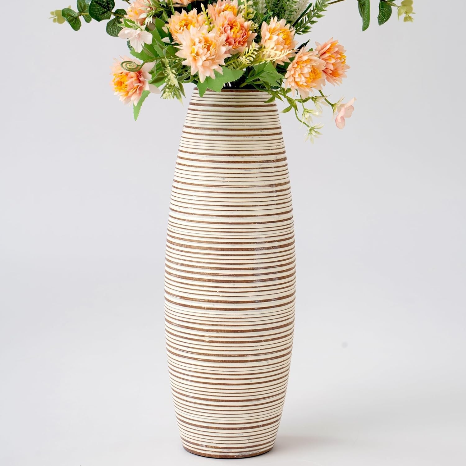 Large White Wash Floor Vase 36cm Tall Pampas Grass Modern Home Décor
