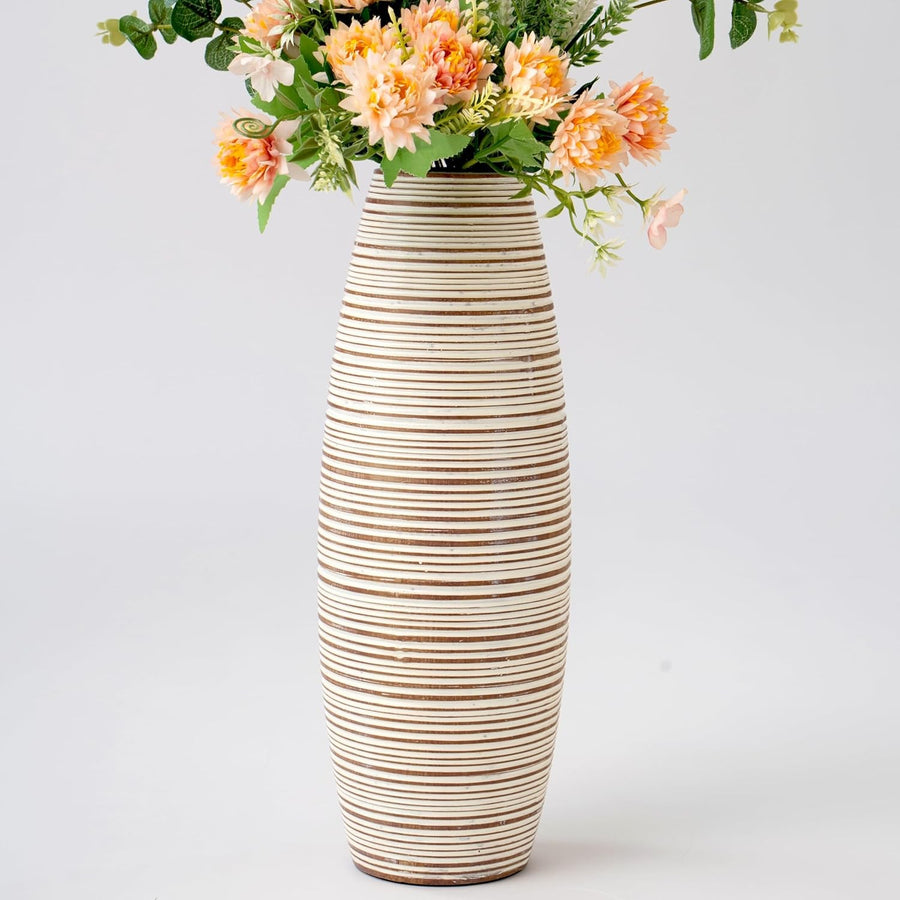 Large White Wash Floor Vase 36cm Tall Pampas Grass Modern Home Décor
