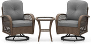Luxury Swivel Rattan Bistro Set 360° Chairs Side Table Garden Patio