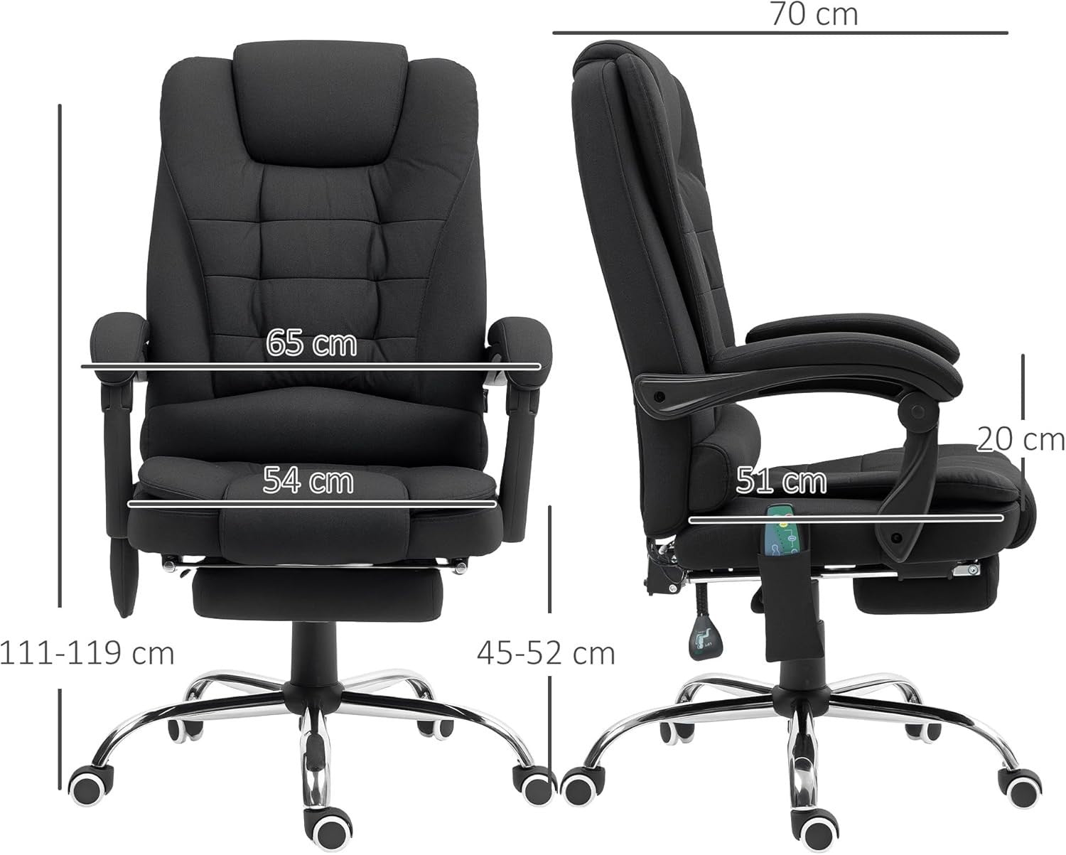 Heated Massage Office Chair Recliner Executive Desk Seat Footrest Black NEW
