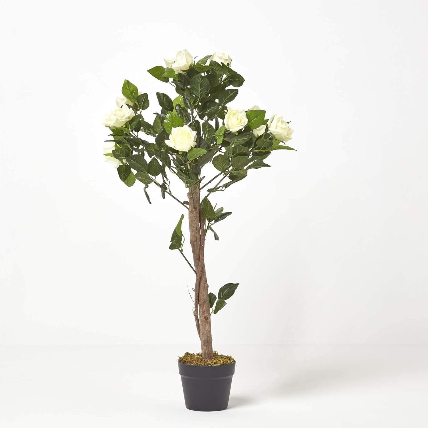 3ft White Artificial Rose Tree Realistic Petals Leaves Indoor Wedding Decoration