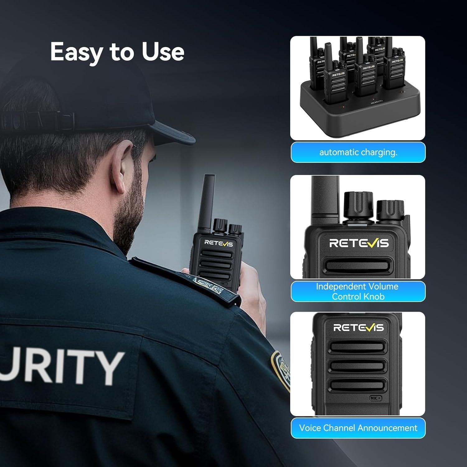 Professional Walkie Talkies 6 Pack Long Range 2 Way Radios w/ Earpieces