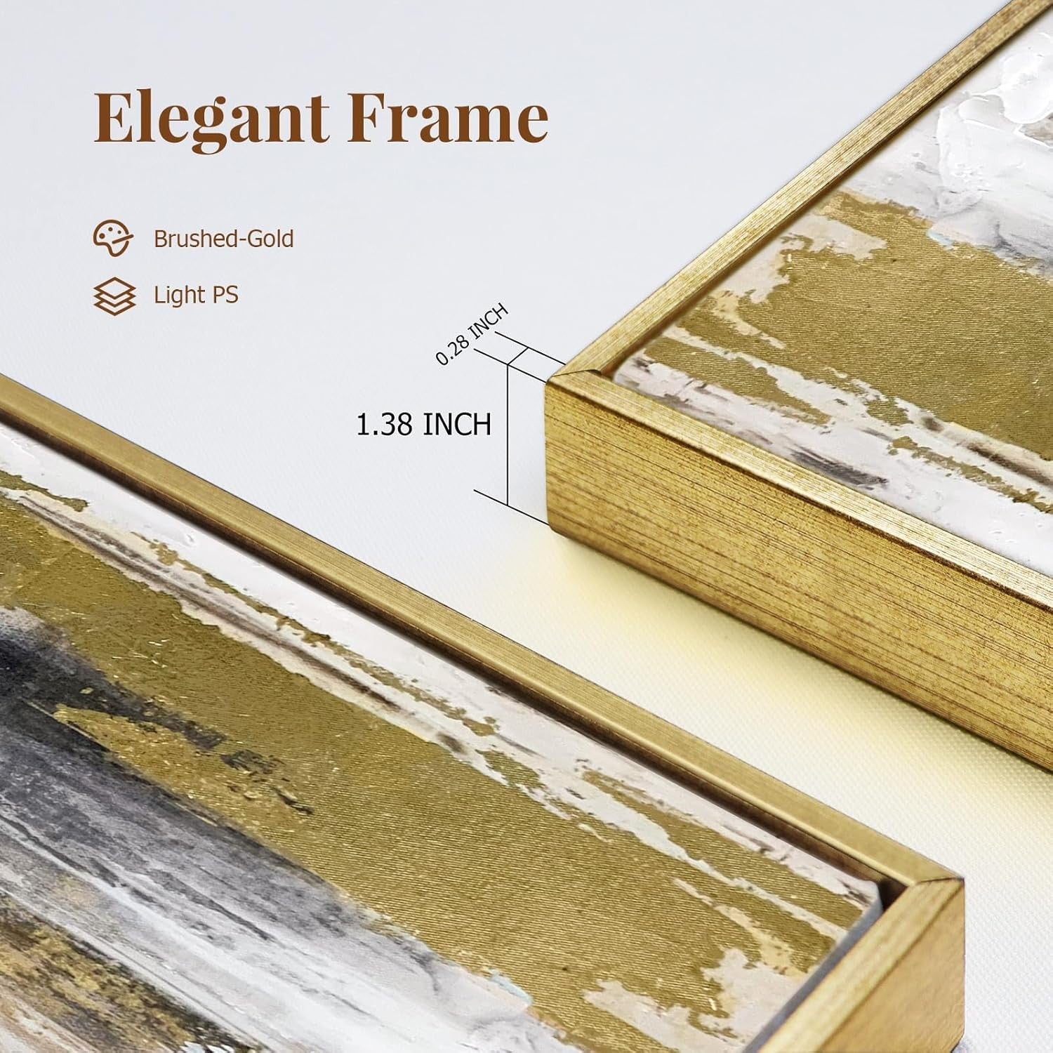Gold & Gray Abstract Canvas Wall Art – Modern Textured 24x32" Framed