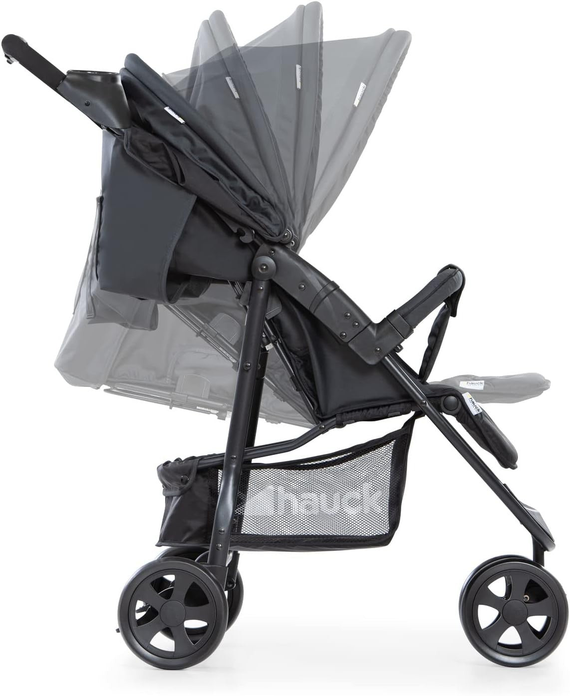 Lightweight 3 Wheel Pushchair Compact One-Hand Fold Stroller XL Basket Caviar