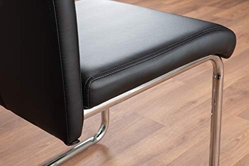 Modern 6-Seater Glass Dining Table Set with Black Faux Leather Chairs