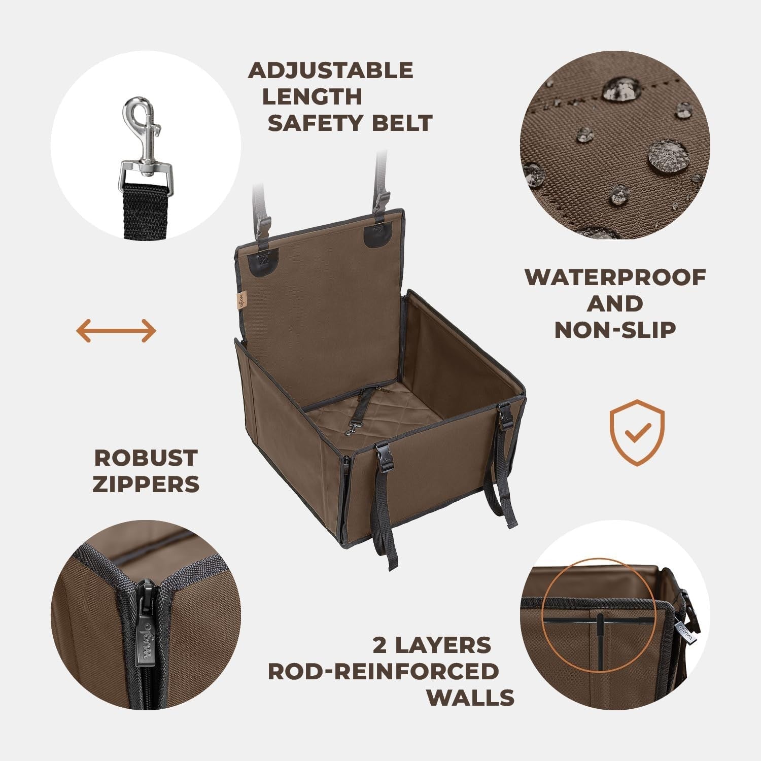 Waterproof Dog Booster Car Seat Rear Seat Travel Bed Safety Belt