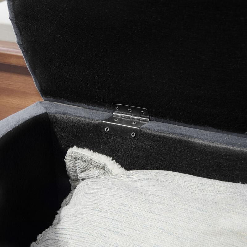 Velvet Storage Ottoman Bench Semi-Circle Bed End Stool Seat Grey Wood Legs