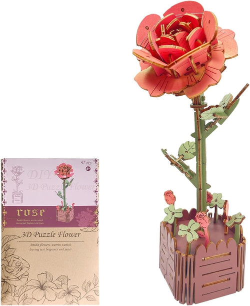 DIY Wooden Flower Puzzle Kit with Adjustable Bloom, Perfect Gift