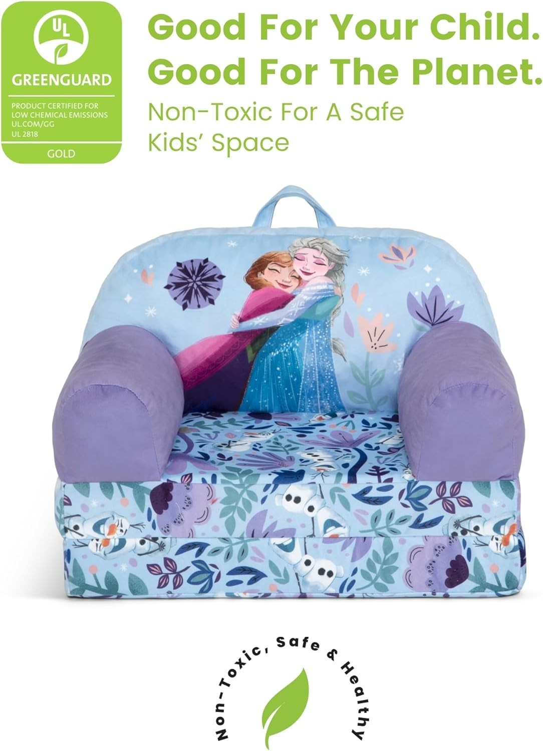Kids Flip-Out Lounge Chair 2-in-1 Sleeper with Foam Comfort, Disney Frozen