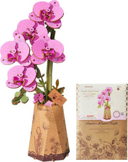 3D Wooden Orchid Puzzle DIY Kit – Elegant Purple Flower Home Decor Gift