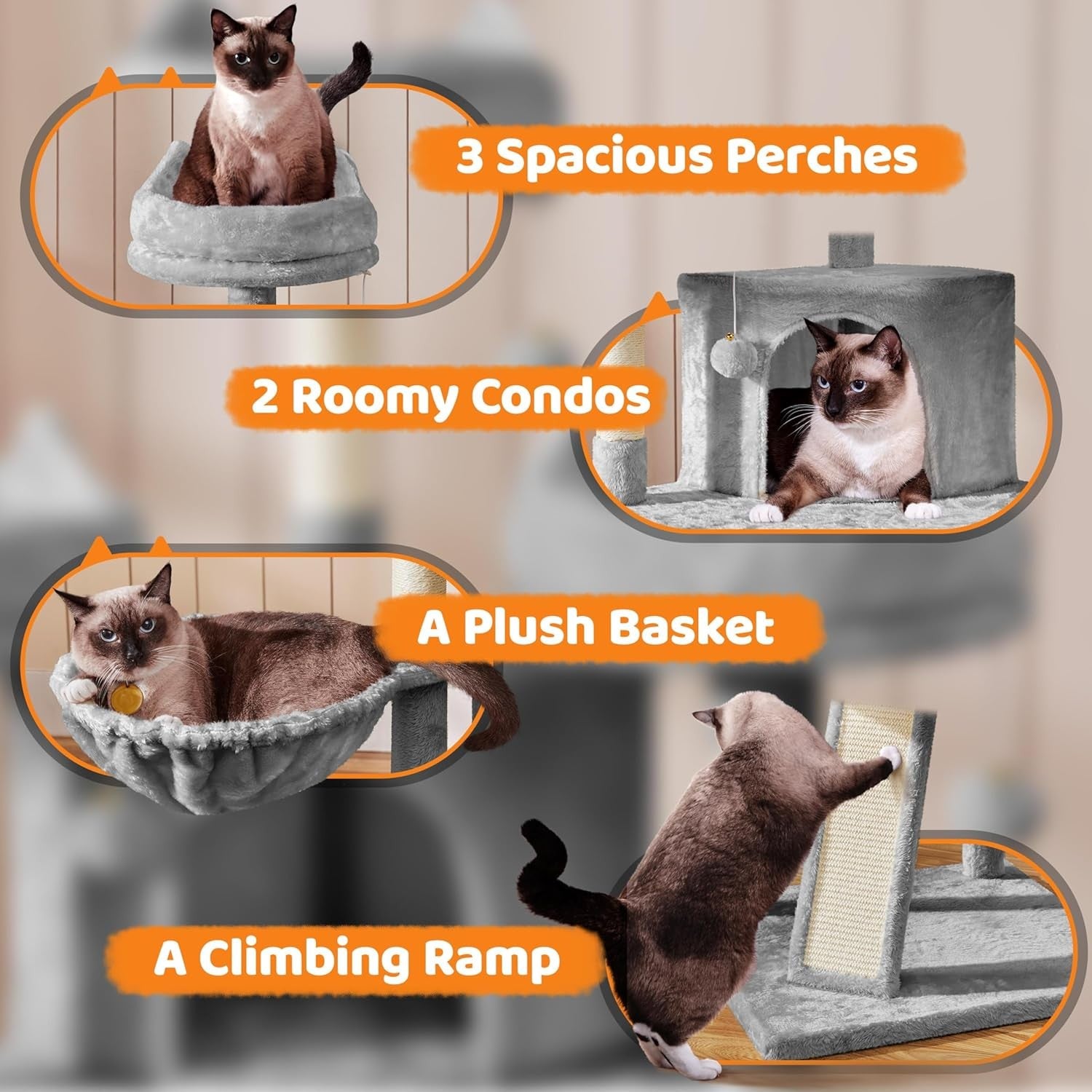 Tall Cat Tree Tower 175cm Multi Level Scratching Posts Condos