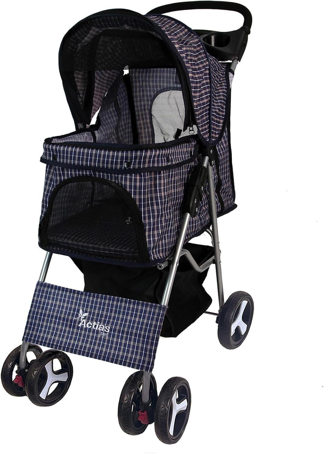 Pet Travel Stroller Dog Cat Pushchair Foldable Wheels 15kg + Rain Cover