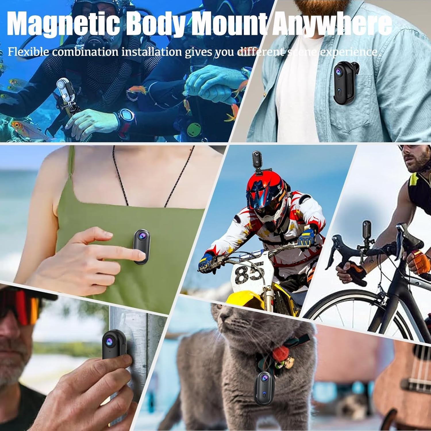 Mini 1080P Wearable Action Camera POV Body Cam w/128GB Portable Clip